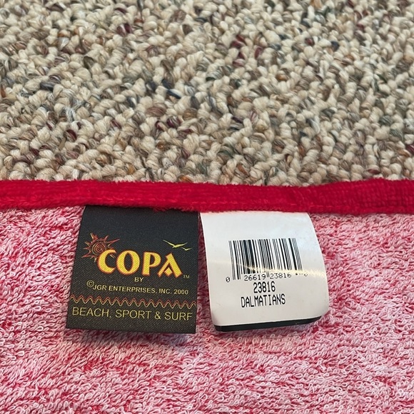 Copa Dalmatian Dog Beach Towel- Red and Blue NWT - Picture 3 of 4